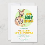 Hop Hooray Kangaroo 1e verjaardag Kaart (Voorkant)