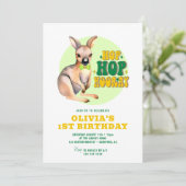 Hop Hooray Kangaroo 1e verjaardag Kaart (Staand voorkant)