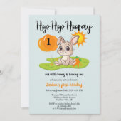 Hop Hooray Schattige wat konijn 1e verjaardag Kaart (Voorkant)