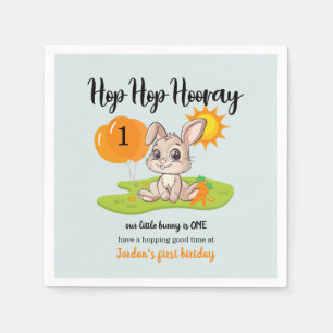 Hop Hooray Schattige wat konijn 1e verjaardag Servet