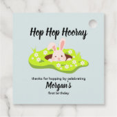 Hop Hooray wat konijnenhol 1e verjaardag Bedankjes Labels (Achterkant)
