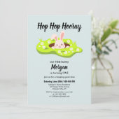 Hop Hooray wat konijnenhol 1e verjaardag Kaart (Staand voorkant)