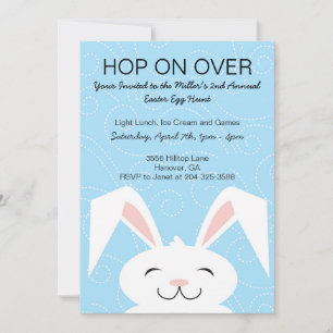 Hop Hop Bunny Rabbit Easter Party Invitation Kaart