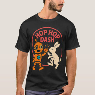 Hop Hop Dash – Schattige Oranje Robot en Witte Kon T-shirt