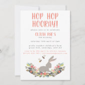 Hop Hop Hooray Rabbit Birthday Party Invitation Kaart (Voorkant)