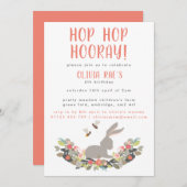 Hop Hop Hooray Rabbit Birthday Party Invitation Kaart (Voorkant / Achterkant)