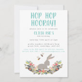 Hop Hop Hooray Rabbit Birthday Party Invitation Kaart (Voorkant)