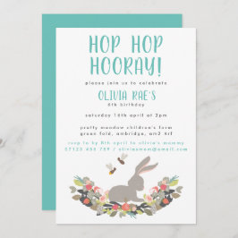Hop Hop Hooray Rabbit Birthday Party Invitation Kaart