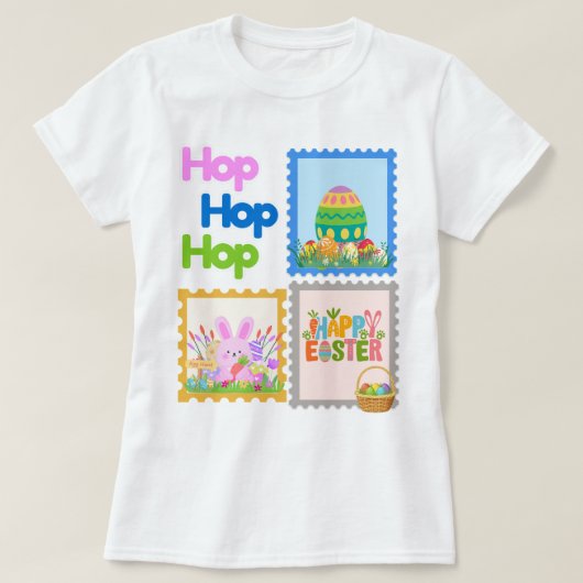 Hop Hop Hop Cute Easter Collage T Shirt (Design voorkant)