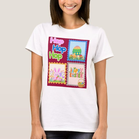 Hop Hop Hop Cute Easter Women T-Shirt (Voorkant)