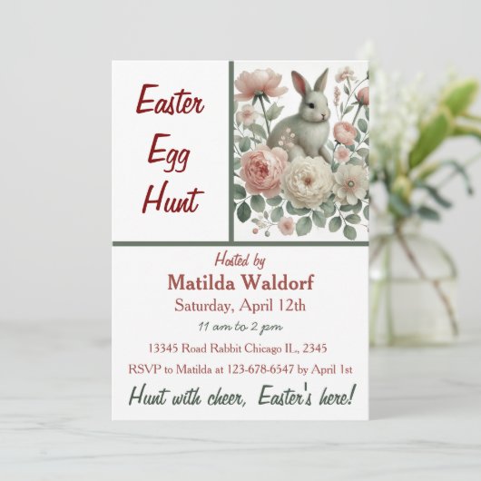 Hop & Hunt: Easter Egg Hunt Uitnodiging (Staand voorkant)