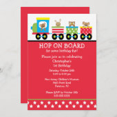 Hop in board Birthday Train Invitation Kaart (Voorkant / Achterkant)