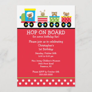 Hop in board Birthday Train Invitation Kaart