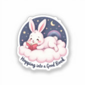 Hop in een goed boek - Schattige konijn Sticker (Voorkant)