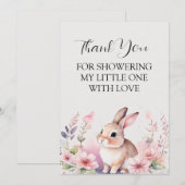 Hop in geluk met modern konijn bedankkaart (Voorkant / Achterkant)