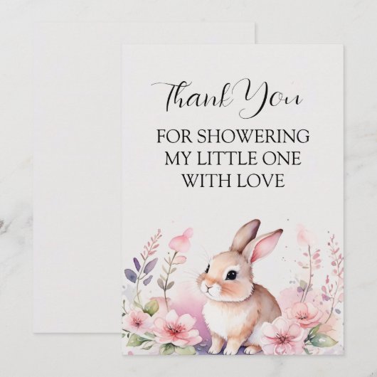 Hop in geluk met modern konijn bedankkaart (Voorkant / Achterkant)