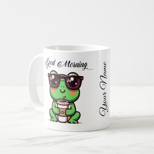 Hop in Happiness met onze Schattige Keramische Kik Koffiemok (Voorkant links)
