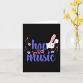 Hop in Music Bunny Egg Musician Easter Women Kinde Kaart (Gele Bloem)