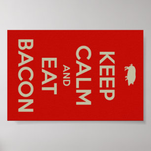 HOP KALM EN EAT BACON POSTER