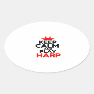 HOP KALM EN SPELEN HARP OVALE STICKER