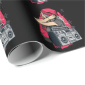 Hop Muziek Meisje Cassette Radio 80 en 90 s Cadeaupapier (Rol Hoek)