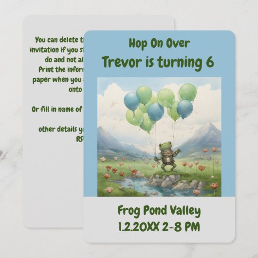 Hop on Frog Verjaardagsfeestje Kaart (Voorkant / Achterkant)