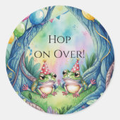 Hop On Over Birthday Party Ronde Sticker (Voorkant)