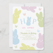 Hop on Over Bunny & Butterfly 1e verjaardag Kaart (Voorkant)