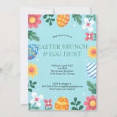 Hop on Over Easter Brunch Egg Hunt Bunny Floral Kaart (Voorkant)
