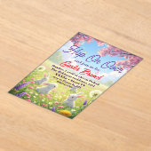 Hop on Over Easter Floral Bunny Spring Brunch Acryl Uitnodigingen (Laagn)