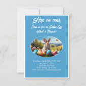 Hop on Over Egg Hunt Brunch Easter Rabbit blue -  Kaart (Voorkant)