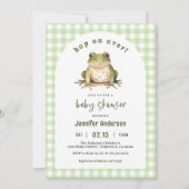 Hop On Over Frog Theme Baby shower Kaart (Voorkant)