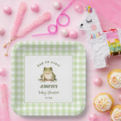Hop On Over Frog Theme Baby shower Papieren Bordje (Feest)