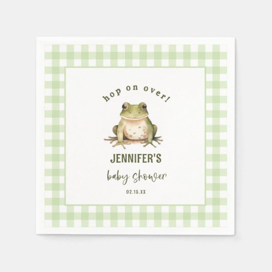 Hop On Over Frog Theme Baby shower Servet (Voorkant)