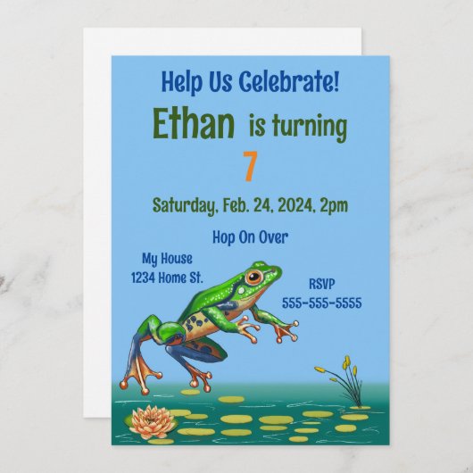 Hop On Over Frog Verjaardag Kaart (Voorkant / Achterkant)