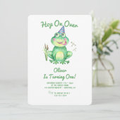 Hop On Over Green Frog 1e Verjaardag Kaart (Staand voorkant)