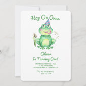 Hop On Over Green Frog 1e Verjaardag Kaart (Voorkant)
