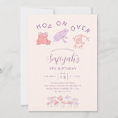 Hop On Over Kikkers Meisje Verjaardagsfeestje Kaart (Voorkant)