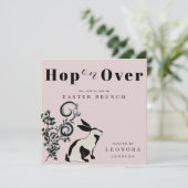 Hop On Over Modern Konijn Pasen Brunch Kaart (Staand voorkant)