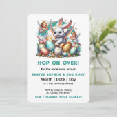 Hop On Over Paashaas & Eieren  naam Kaart (Staand voorkant)