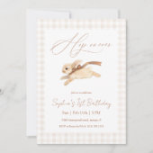 Hop on Over Running Bunny Birthday Kaart (Voorkant)