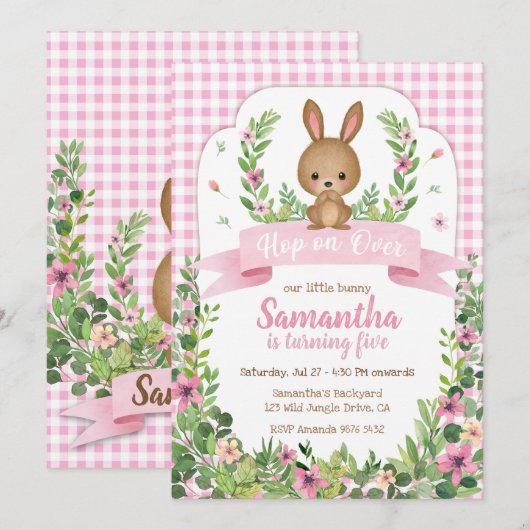 Hop on Over | Schattigee konijnenverjaardag Kaart (Voorkant / Achterkant)