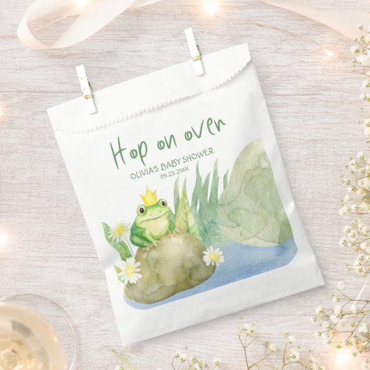 Hop on over Waterverf Princess Frog Baby shower Bedankzakje (Geknipt)