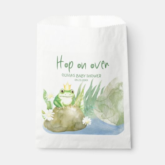 Hop on over Waterverf Princess Frog Baby shower Bedankzakje (Voorkant)