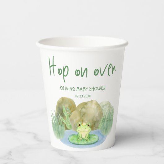 Hop on over Waterverf Princess Frog Baby shower Papieren Bekers (Achterkant)