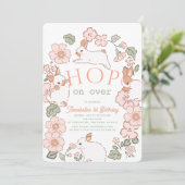 Hop op Over Bunny Boho Floral 1e verjaardag Kaart (Staand voorkant)