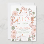 Hop op Over Bunny Boho Floral 1e verjaardag Kaart (Voorkant)