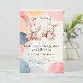 Hop op over, bunny paasbrunch & eierjacht kaart (Staand voorkant)