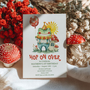 Hop op Over Clown Frog CottageCore Leuke Verjaarda Kaart