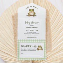 Hop op over Frog Baby shower All In One Uitnodiging